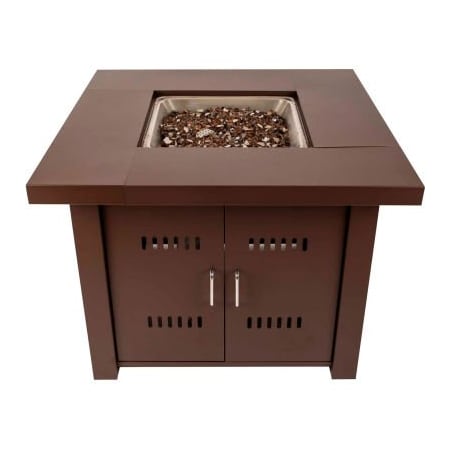 Dyna-Glo Pleasant Hearth Avalon Gas Fire Pit Table With Lid 40000 BTU - Mocha OFG900T